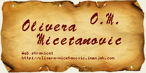Olivera Mičetanović vizit kartica
